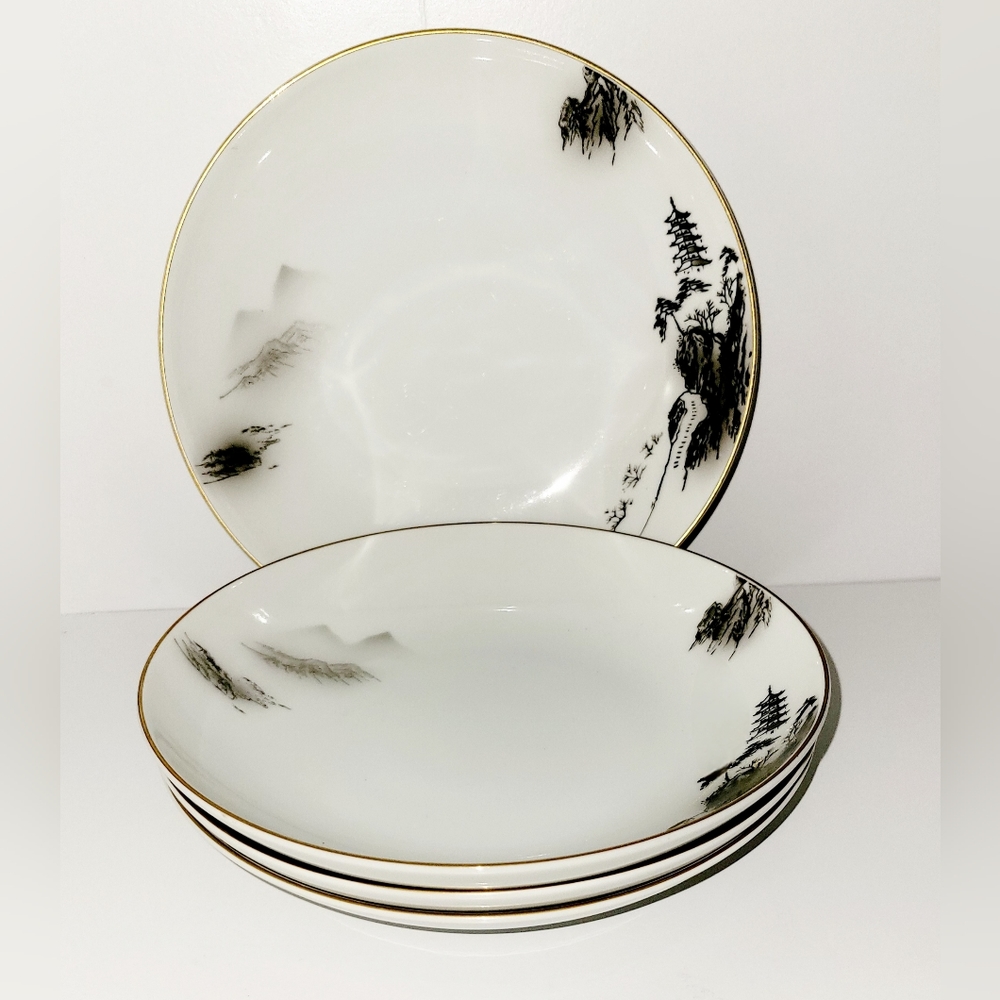 (4) Fukagawa Salad Plates Bundle Arita 903 Handpainted Japanese China Vintage